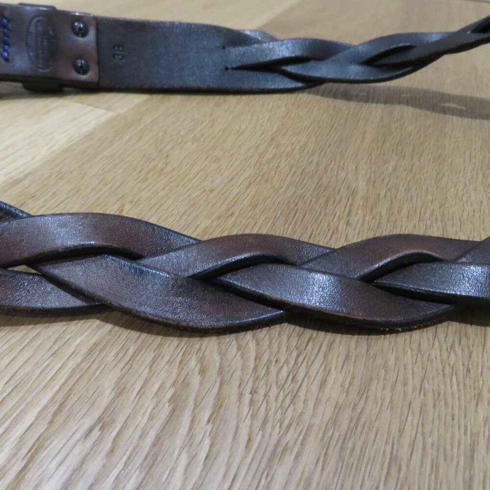 PHANTASMAGORIA LEATHER Dylan Braided Leather Belt in Dark Brown Western Size 38 - Picture 6 of 12